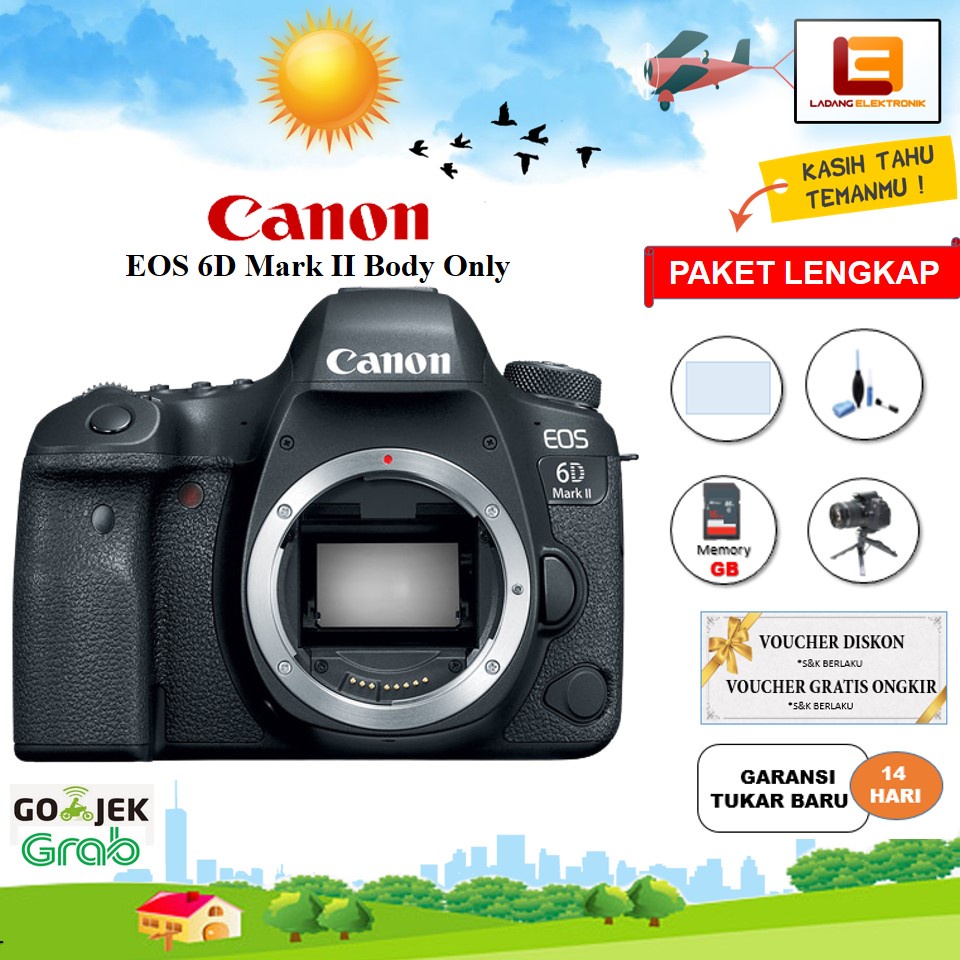 Kamera Canon EOS 6D Mark II Body Only - Paket Lengkap