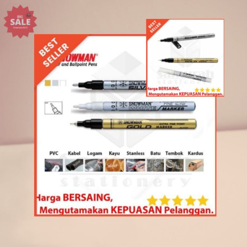 

Snowman Paint Marker "EXTRA FINE TIPE" ECER Dengan 3 Pilihan Warna (ORIGINAL PRODUK)
