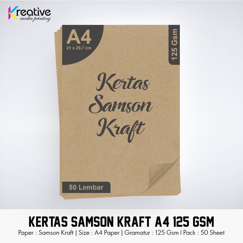 

Kertas Samson Kraft Lokal (A4 - 125 Gsm - 1 Pack = 50 lbr)