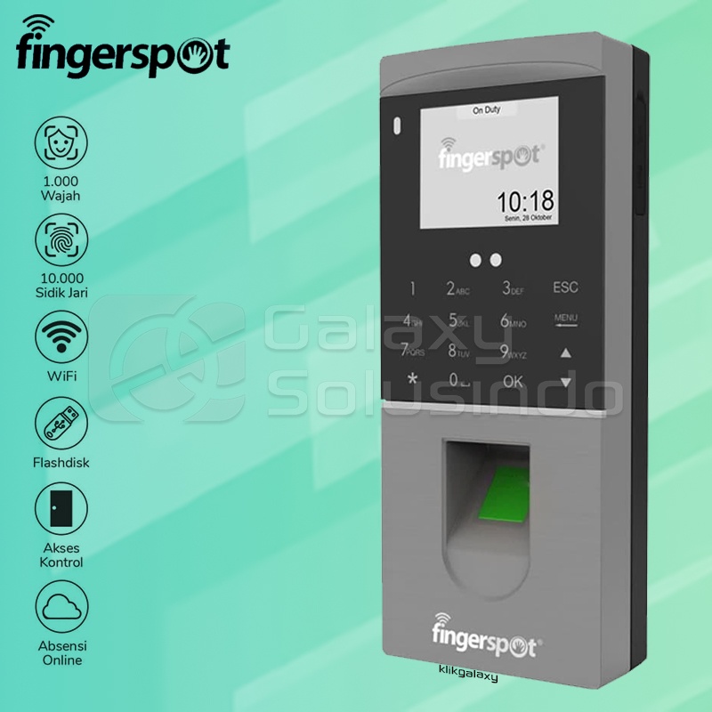 Fingerspot Revo WFA-207NC Fingerprint Mesin Absensi - Paket LockDoor Pintu Kaca+Frame Alumunium