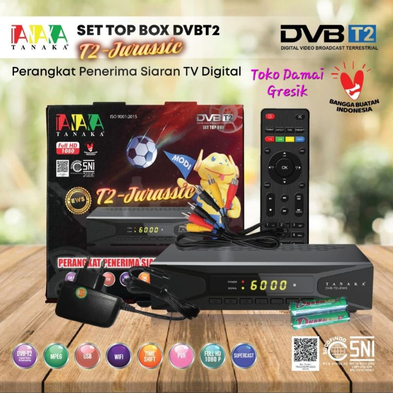 Tanaka Set Top Box STB DVB digital T2 Jurassic. TV box Tanaka STB PREMIUM. Body metal besi, 2 slot usb