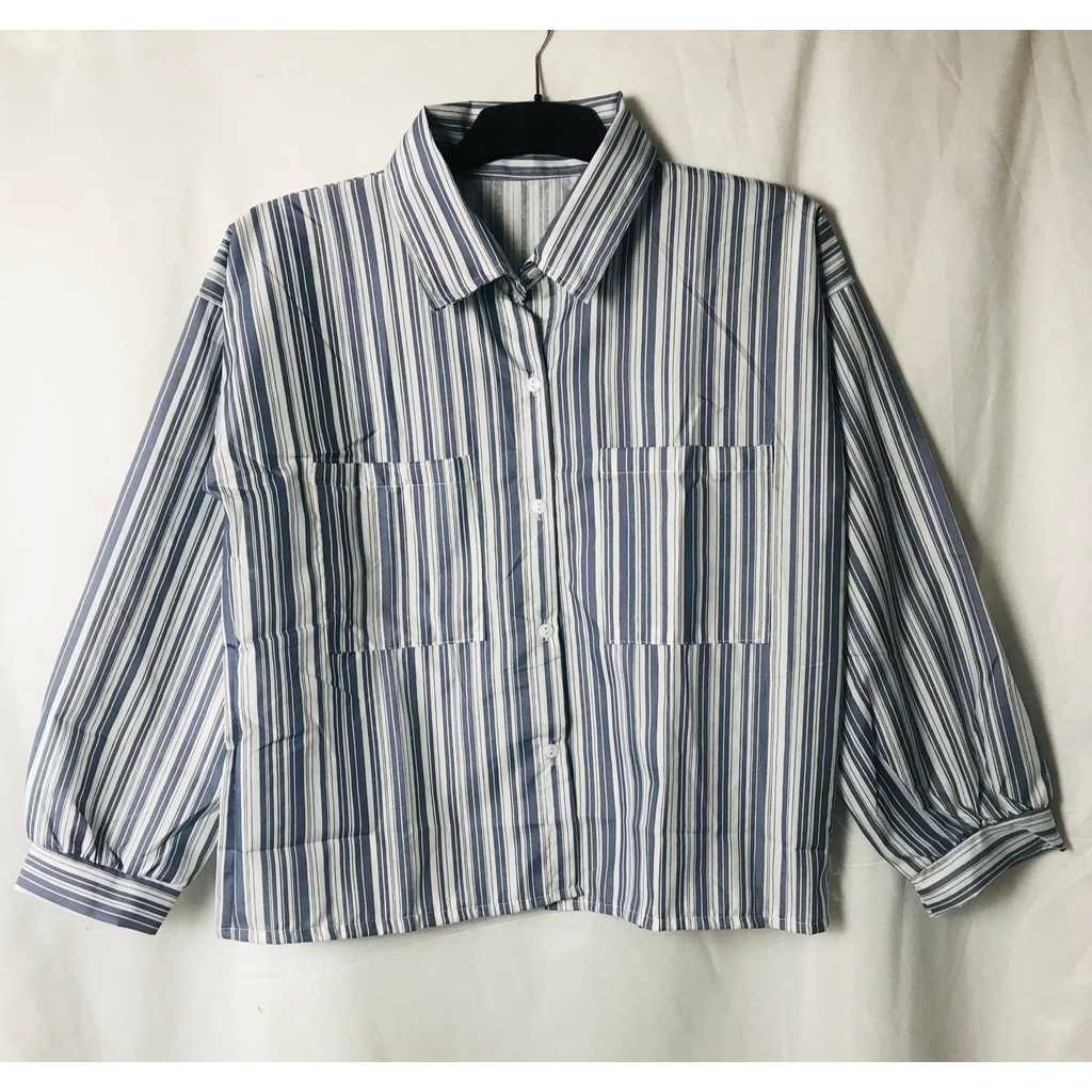 BEFAST - ZFC OOTD Kemeja Striped CACA / Shirt Miyuki Oversize / Kemeja Oversize Wanita Trendy / Atasan Lengan panjang / Pakaian Kerja Wanita Casual / Hem Stripe Terlaris / Fashion Kekinian Remaja ABG / Kem Bisa Di Jadikan Outer