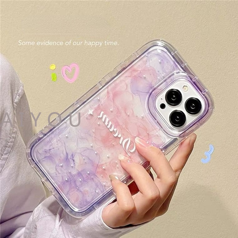 IPHONE Airbag Phone Case Kompatibel Untuk Iphone 14 Pro Max 7 8 6 6S Plus 11 14 13 12 Pro MAX XR X XS MAX Fantasi Lukisan Tinta Langit Berbintang Bulan Bintang TPU Lembut Bening Shockproof Back Cover