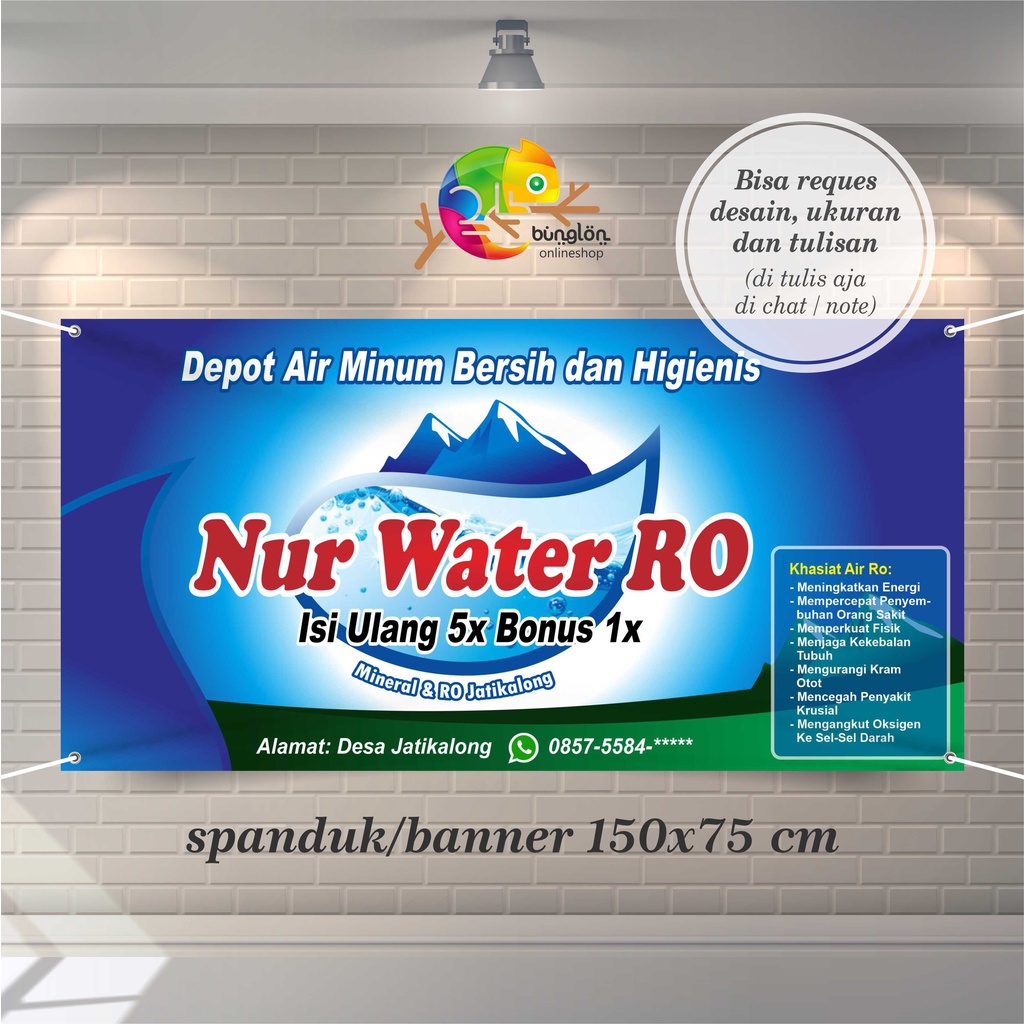 Spanduk Banner Depot Air Minum, Spanduk Air Isi Ulang, Free Desain