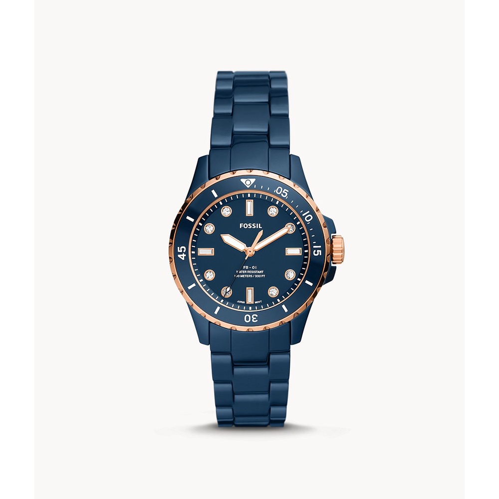 Fossil FB-01 Three-Hand Blue Ceramic Jam Wanita - CE1125