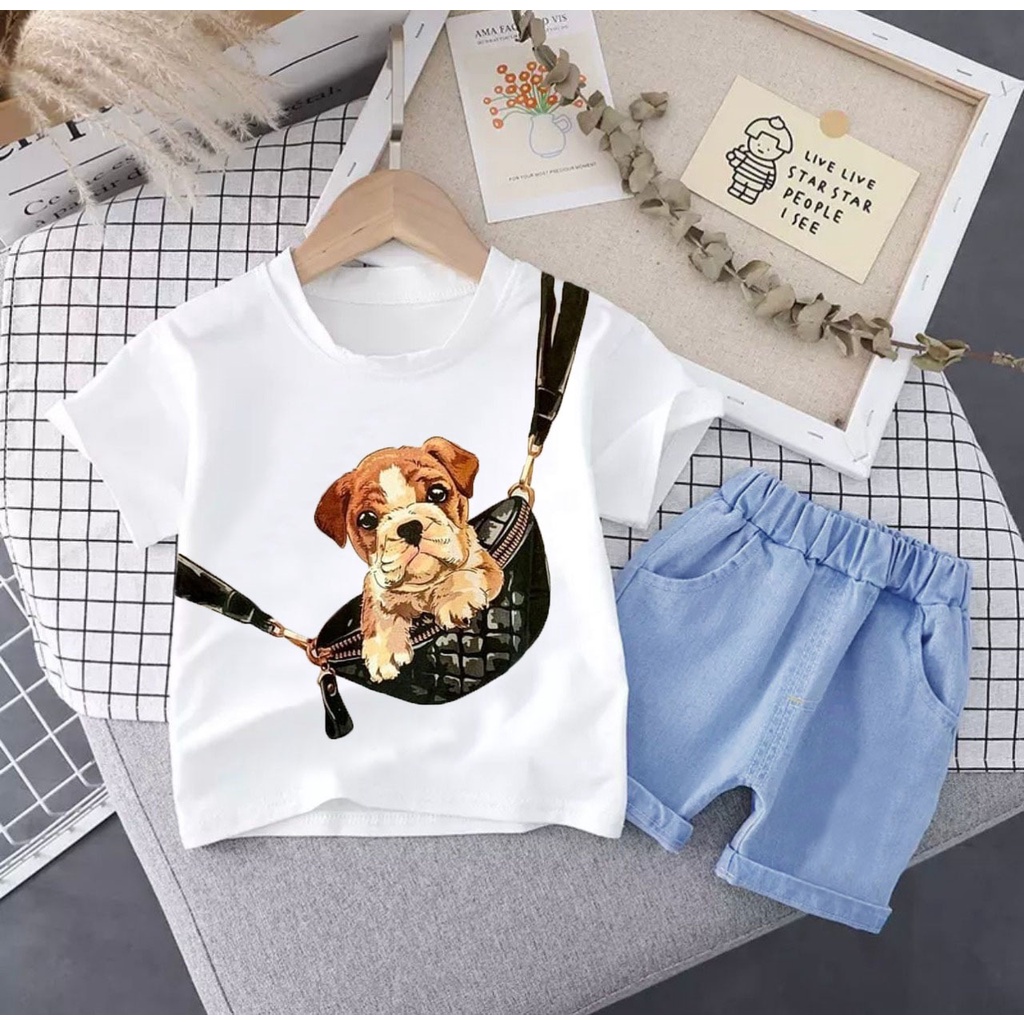 PROMO-SETELAN ANAK PAKAIAN ANAK 1-5 TAHUN SETELAN ANAK LAKI-LAKI BAJU ANAK LAKI-LAKI SETELAN CELANA DENIM FASHION BAJU ANAK TERBARU WASBAG KIDS