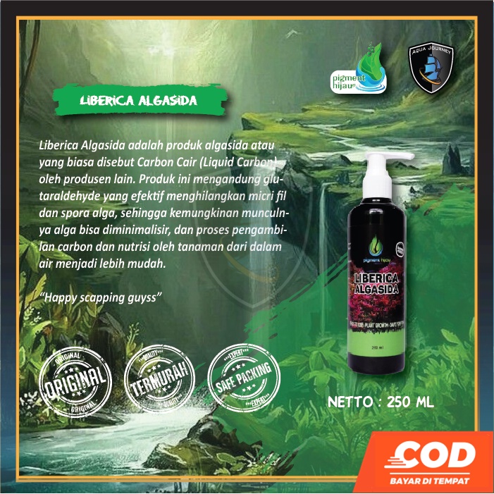 Liberica Algasida 250ml Liquid Carbon Aquascape Pembunuh Spora Alga Aquascape Pigment Hijau Aquair