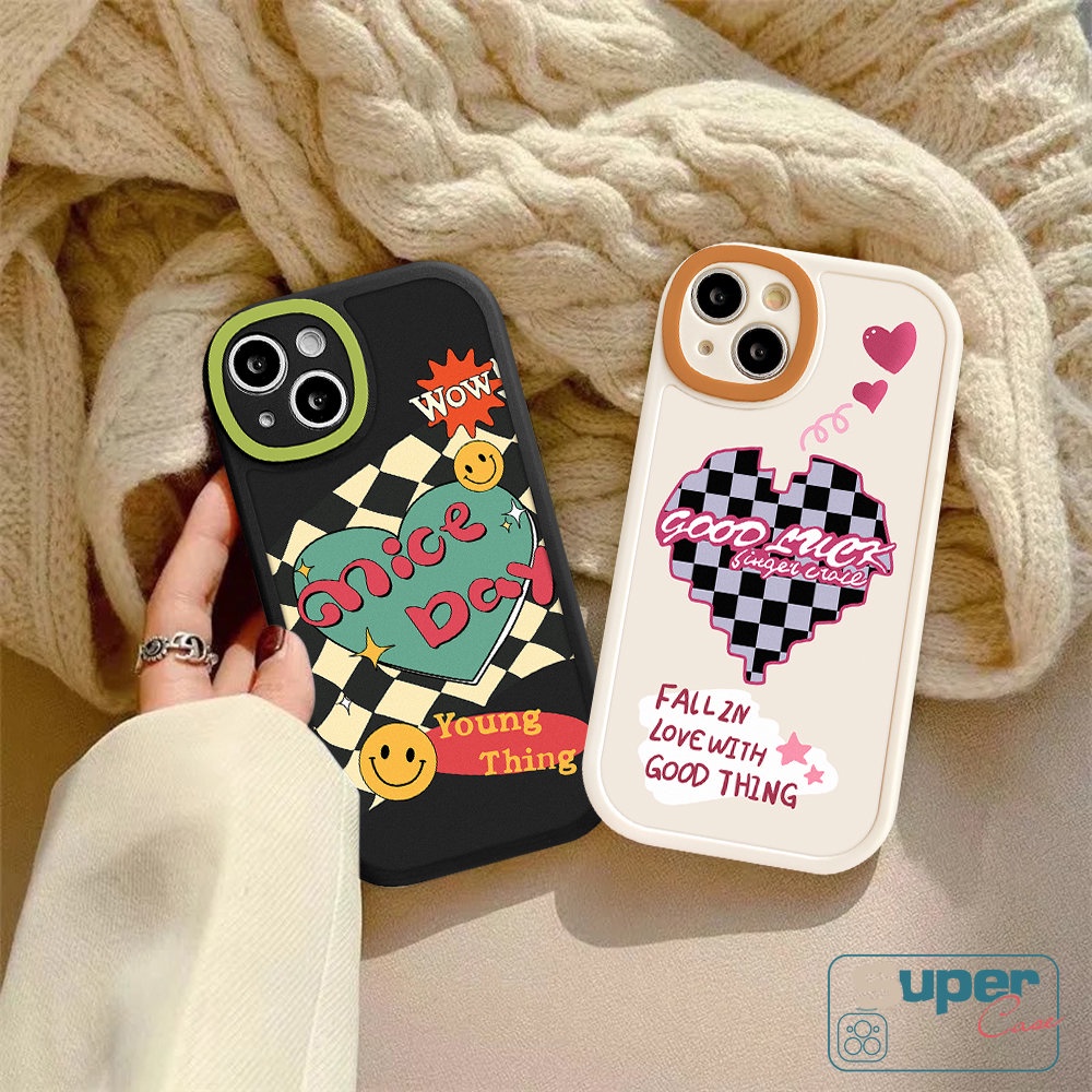 Oppo A57 A17 A78 A15 A54 A12 A58 A96 A16 A74 A95 A76 A55 A77 A77s A16K A5s A3S A94 A16E A1K A9 A5 A31 A7 A53 A15s Reno 8T 5Z 8 7 5F 6 Love Heart Chessboard Smile Couple Sarung Soft Case