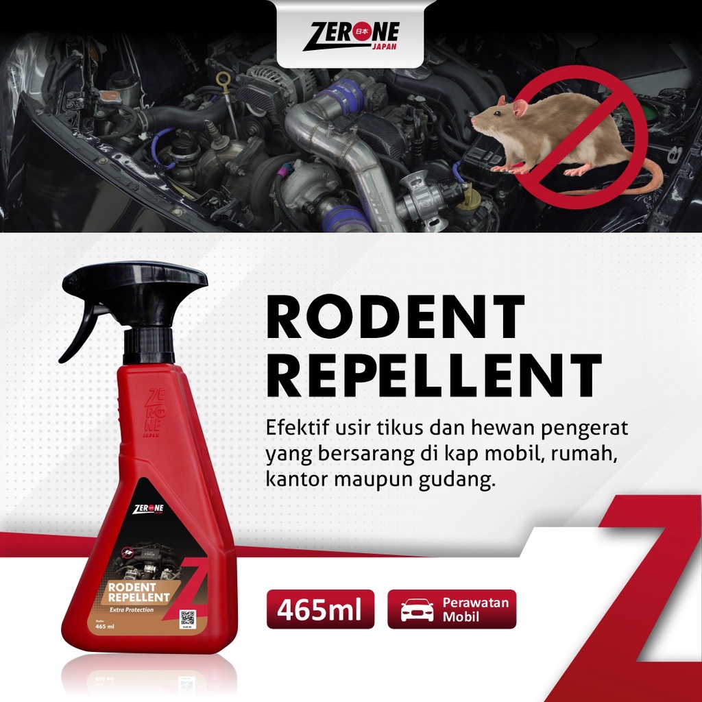 Rodent Repellent 465 ML Obat Tikus Pengusir Zerone Japan Kap Mobil Rumah Gudang Original