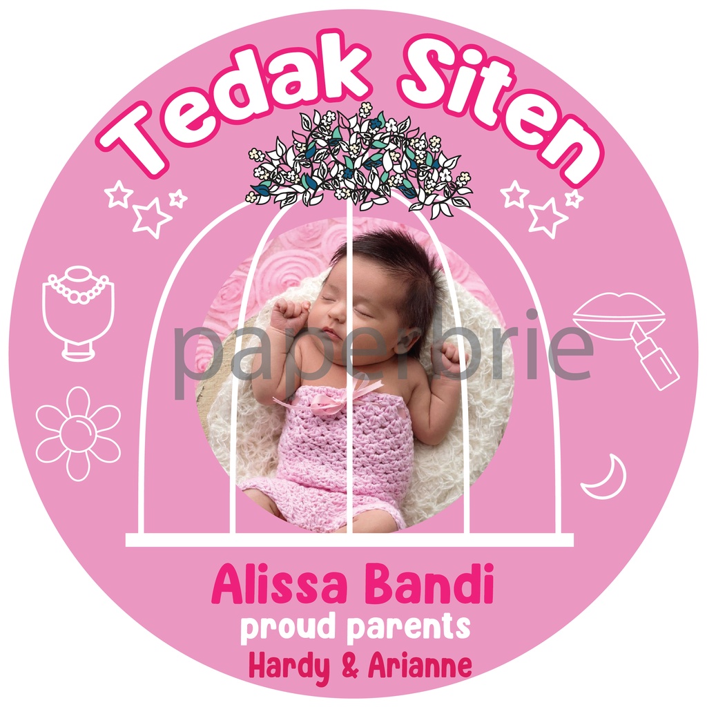 [STIKER TEDAK SITEN BULAT boy and girl] anak perempuan bayi lelaki lahiran