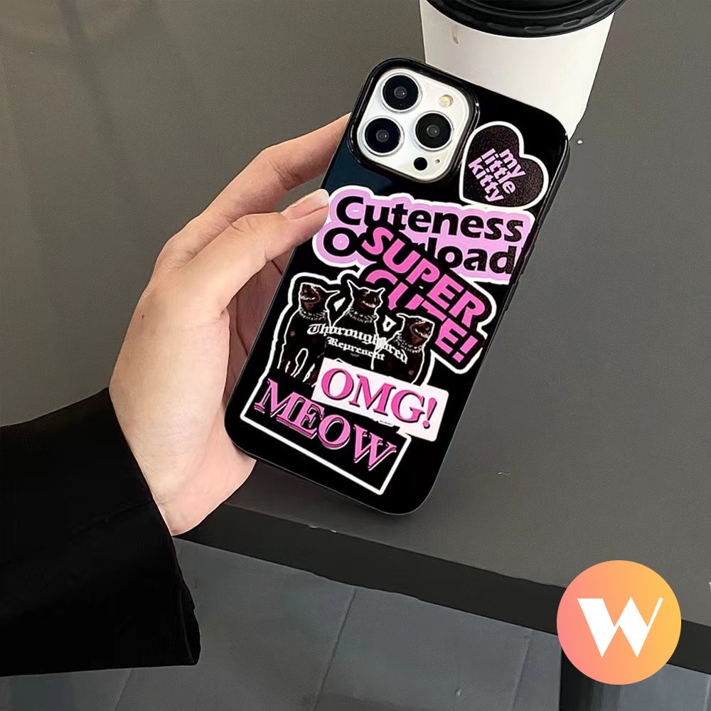 IPHONE Permen Glossy Lembut Tpu Case Kompatibel Untuk Iphone11 13 14 12 Pro Max 7Plus 8Plus XR X XS Max SE 2020 Ins Trendy Stiker Label Shockproof Phone Cover