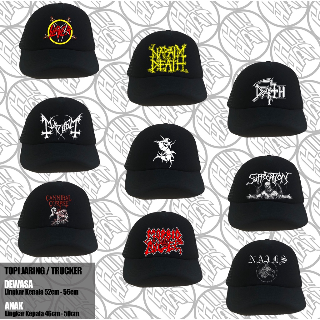 BIG SALE Topi Trucker Band Dewasa & Anak / Trucker Hat Band / Topi Trucker Band / Topi Band / Topi T
