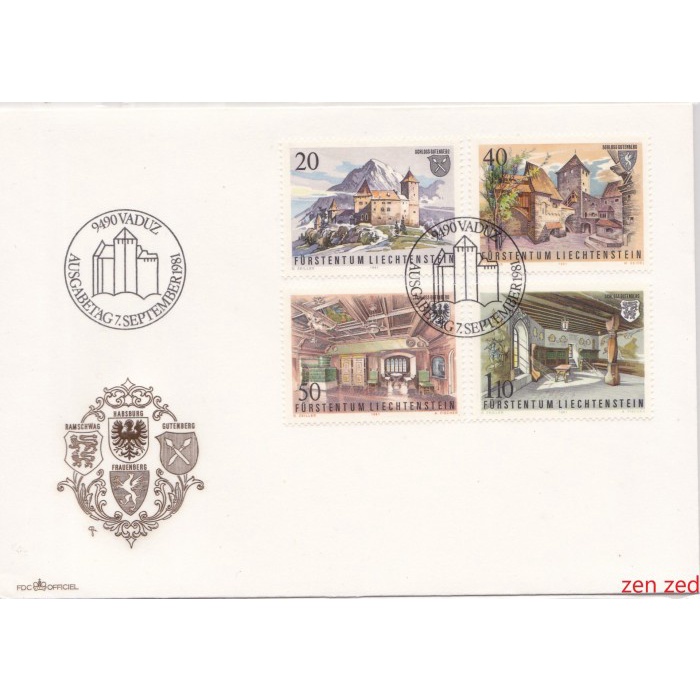 

A656 Prangko Liechtenstein FDC 1981 Gutenberg Castle 1 Pcs