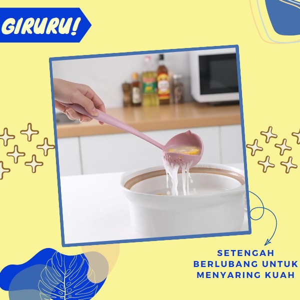 CENTONG KUAH 2 IN 1 DENGAN SARINGAN FOOD GRADE 100% / SENDOK SARINGAN SOUP 2 In 1 Jerami Gandum / Centong Sayur 2in1 / Centong Sayur Saringan / Sendok Sayur Sup Multifungsi / Peniris Kuah Sop / Saringan Mie Lebar 2 in 1 Multifungsi / Centong Tahan Panas