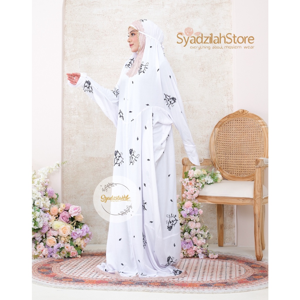 SYADZILAH - Mukena Terusan Dewasa Bordir Bunga Rose Love