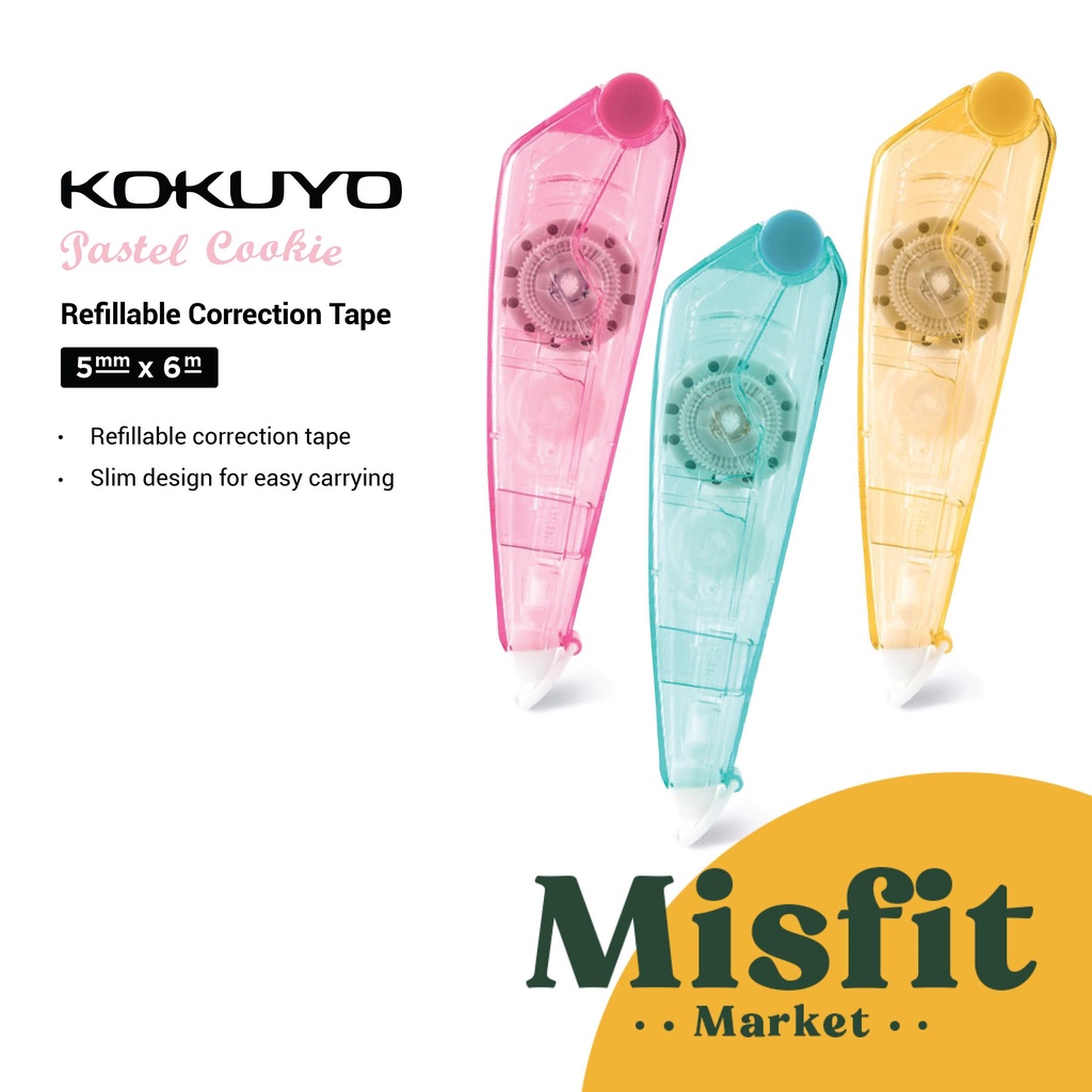 

Kokuyo Pastel Cookie Refillable Correction Tape 5mm x 6m Tip Ex Pita Koreksi Penghapus No Tombow Kenko