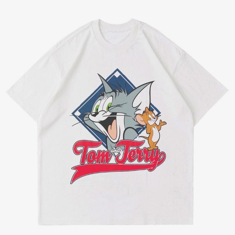 KAOS CARTOON TOM AND JERRY | T-SHIRT VINTAGE CARTOON 90S | BAJU PUTIH KARTUN OVERSIZE VINTAGE