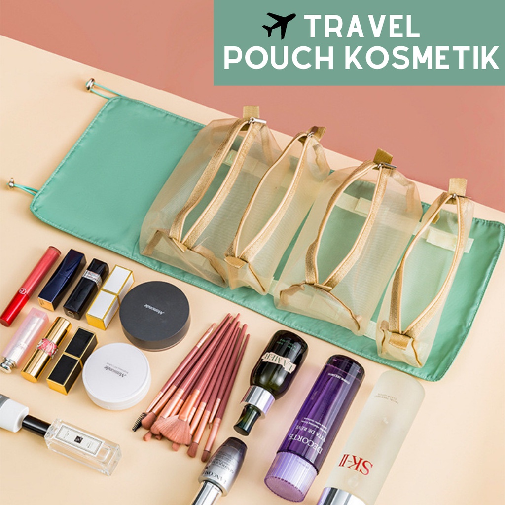 T&amp;Y Tas Kosmetik Portabel 4IN1 Makeup Bag 4 In 1 Travel Multiungsi Storage Penyimpanan Alat Mandi Anti Air Dapat  Bongkar Pasang