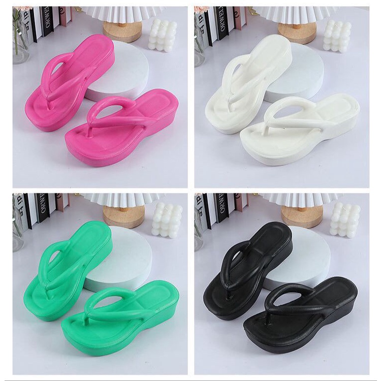 CUCI GUDANG SHOEGALLERY TG1634 Sandal Wanita Wedges Jepit Polos Colourfull