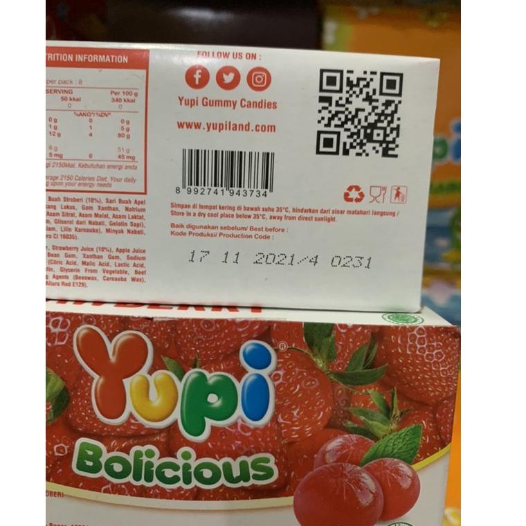 

[M-55 ☛] Yupi Bolicious Strawberry 1 box isi 24 pcs-murah