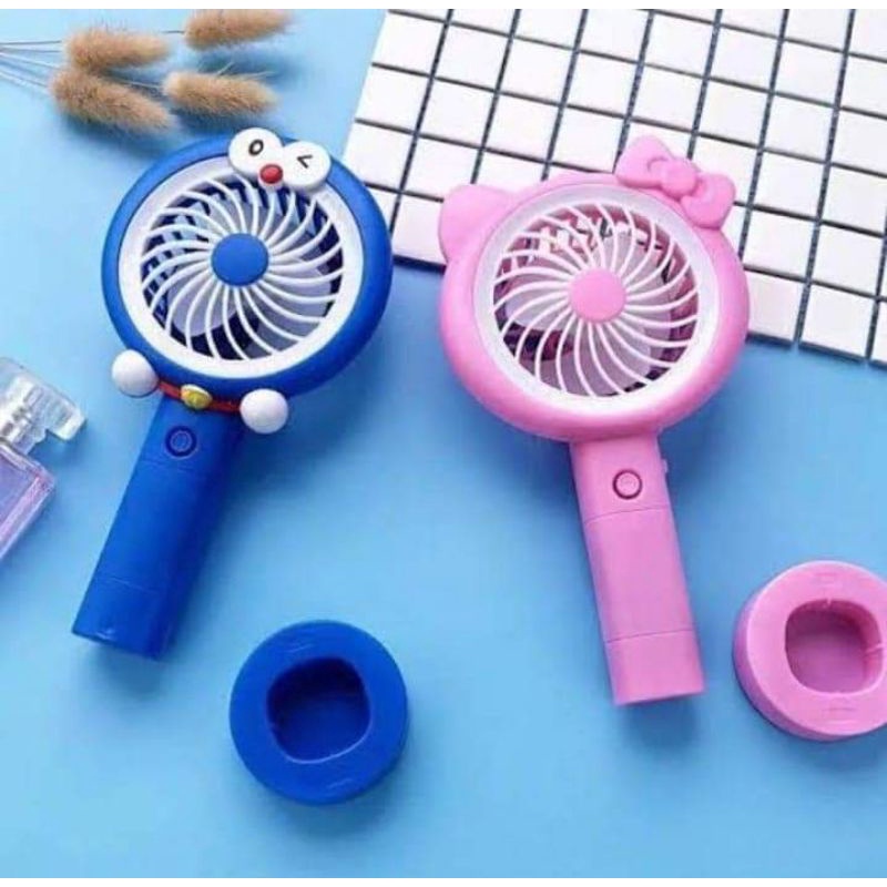 KIPAS ANGIN PORTABLE MINI FAN PLUS LAMPU LED VANSTAR KARAKTER DORAEMON MINION