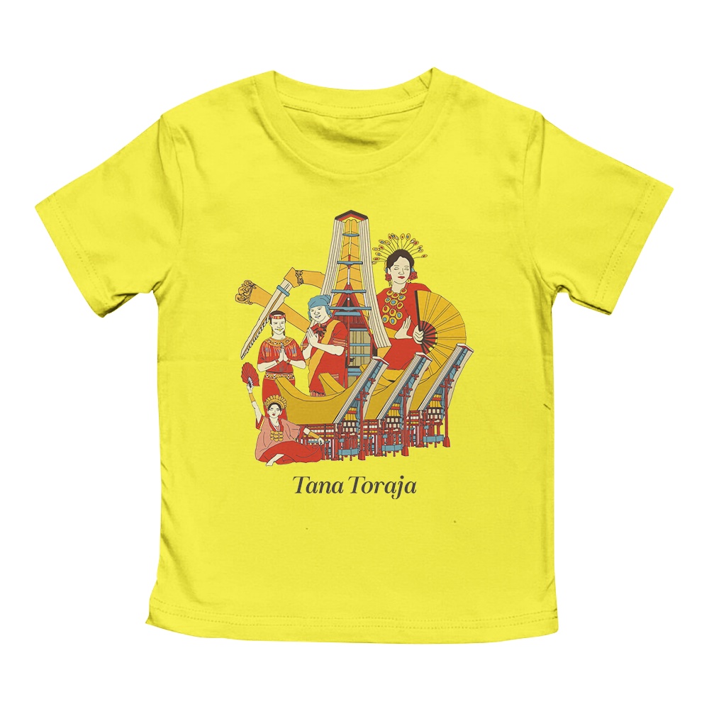 Kaos Anak Laki-laki dan Perempuan Unisex Lengan Pendek Motif Culture Indonesia Tana Toraja