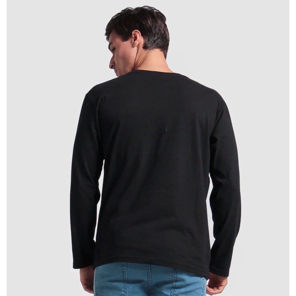 BRODO - Kaos Henley Long Sleeve Black Size M