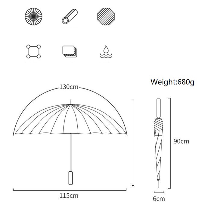 Payung Deluxe 24iga Payung Bar Otomatis Anti Badai Besar Anti Lurus Payung Matahari Hujan Payung Fibrella Dual purpose