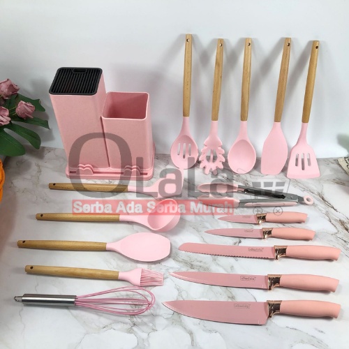 SPATULA SILICON SET 19 PCS ALAT MASAK SERBAGUNA TAHAN PANAS TM-4299