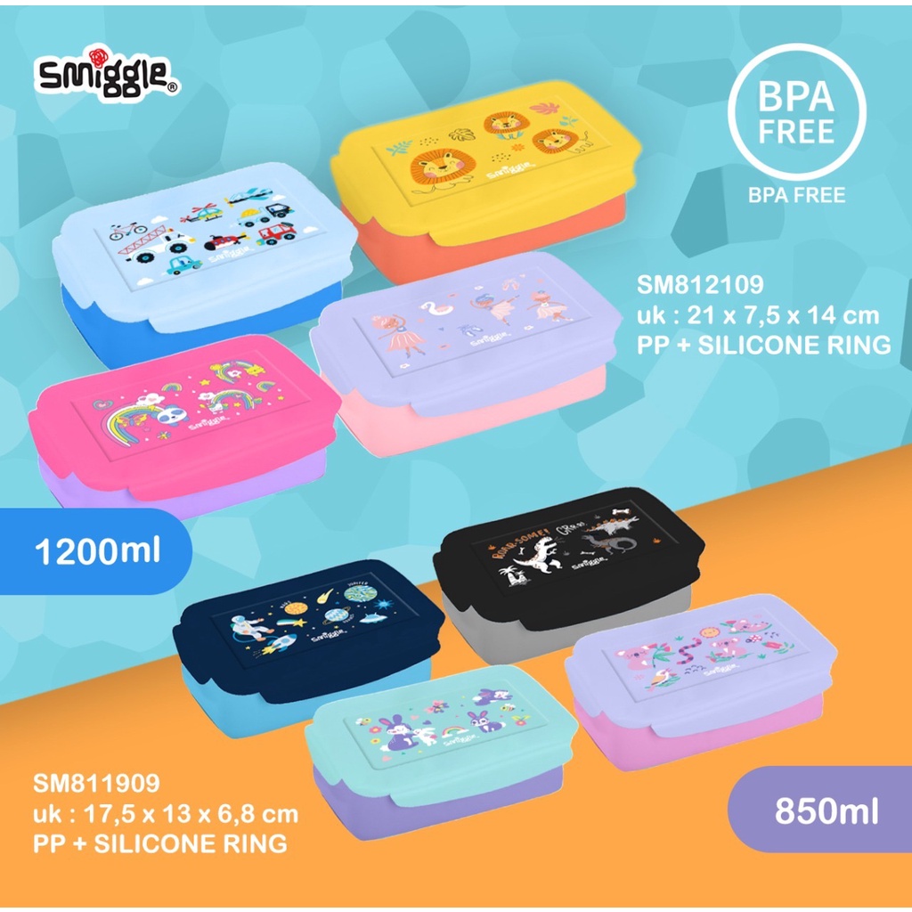 Kotak Makan Tiny SMIGGLE / Square Lunchbox Smiggle 2 Sekat