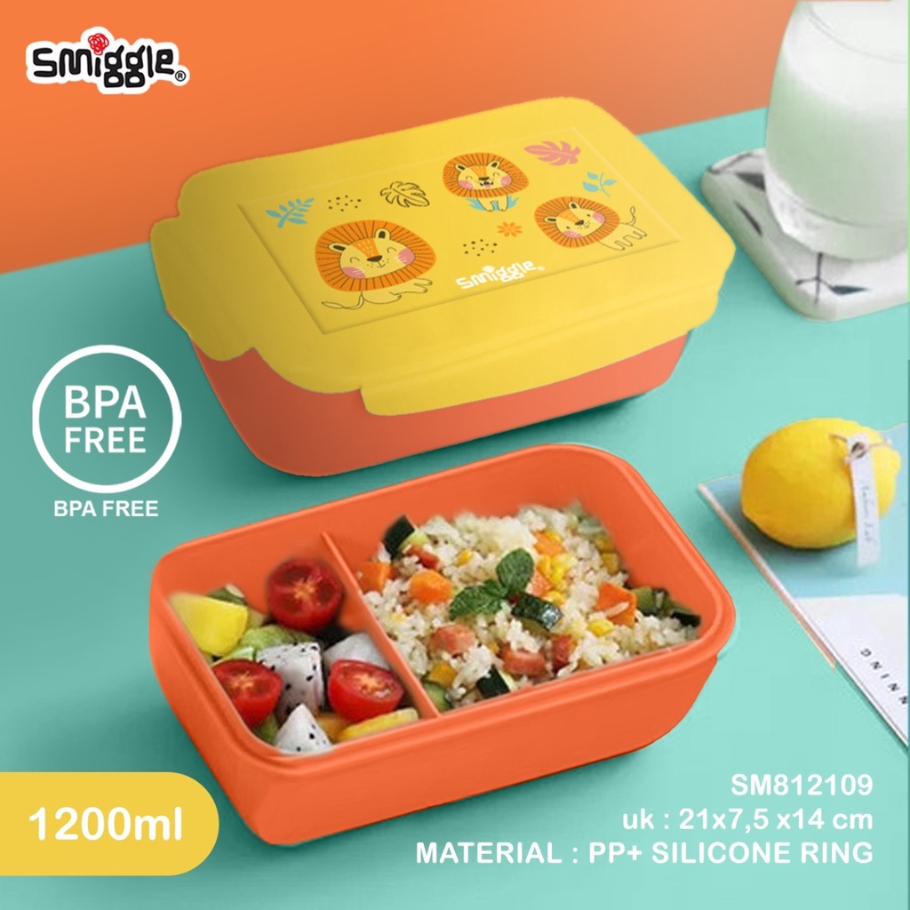 Kotak Makan Tiny SMIGGLE / Square Lunchbox Smiggle 2 Sekat