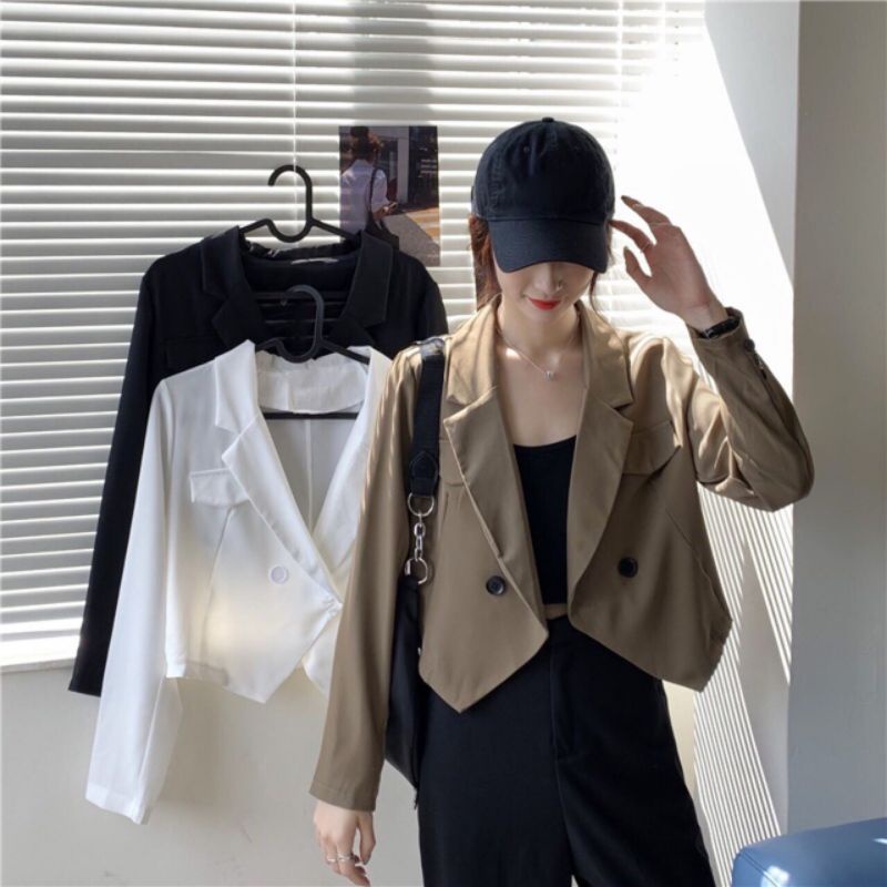 QUEEN SAKURA - Q3724B - TRIANGLE LONGSLEEVE BLAZER IMPORT - BLAZER CASUAL LENGAN PANJANG KOREA WANIT