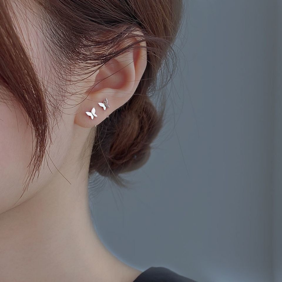 Y2k Korea Anting Perak Untuk Wanita Hypoallergenic Fashion Kupu-Kupu Hook Earring Perhiasan Aksesoris