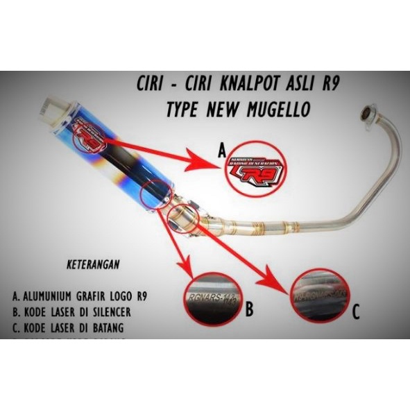 Knalpot R9 New Mugello Yamaha Mio Sporty/Mio Soul/Xeon