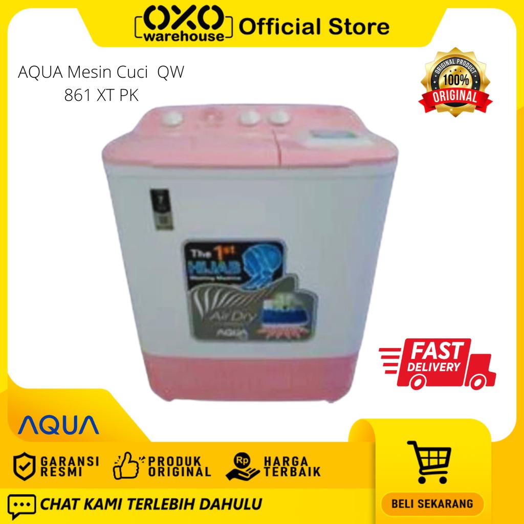 AQUA Mesin Cuci  QW 861 XT/PK  8 Kg 2 Tabung Low Watt Garansi Resmi