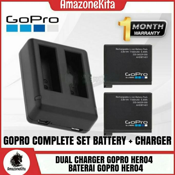 Dual Charger GOPRO Hero 4 + 2 Baterai GOPRO Hero 4