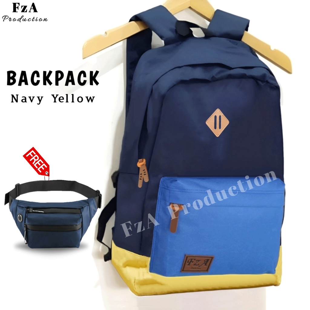 Tas Ransel  Punggung Distro Casual Pria Wanita / Tas Ransel Laptop Original FzA FREE Tas Waistbag Trendy