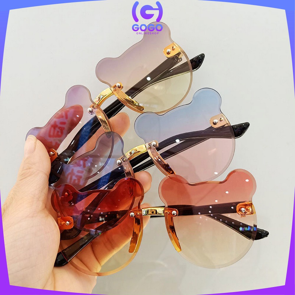 GOGO-C672 Kacamata Beruang Hitam Anak Bayi Kaca mata Bear Shape Gaya Korea Sunglasses Kids Fashion Tanpa Bingkai Kacamata Telinga Beruang