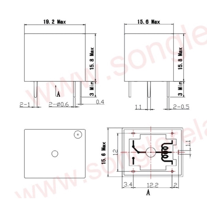 RELAY 5 PIN 5P KAKI 12V 12 VOLT 10 AMPERE 10A SONGLE SRD-12VDC-SL-C