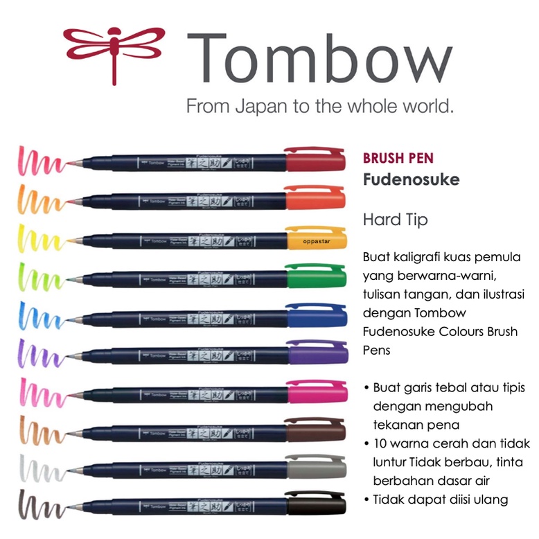 

Pen Kaligrafi Pulpen Sketsa Tombow Fudenosuke Brush Pen Hard Tip Japan Original