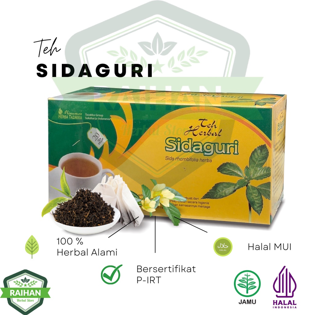 

Teh Sidaguri Tazakka isi 20kantung Teh Celup untuk mengatasi masalah Persendian sudah BPOM dan HALAL