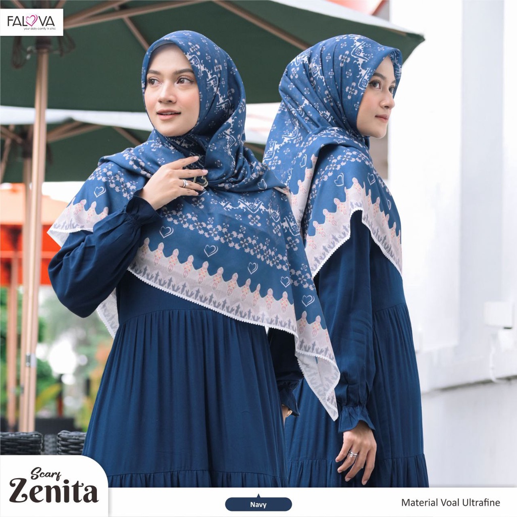 FALOVA - ZENITA SCARFT KERUDUNG SEGIEMPAT MOTIF HIJAB VOAL ULTRAFINE STOK TERBATAS