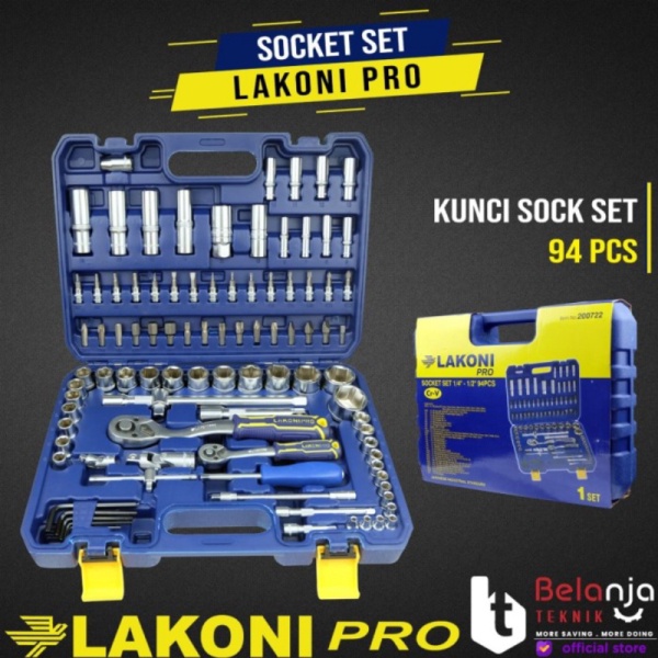 Terbaik Lakoni Pro Kunci Sock Set 94 Pcs Socket Wrench 1/4 94pcs 1/2 6 PT - Jetjo 94 Pcs Berkualitas