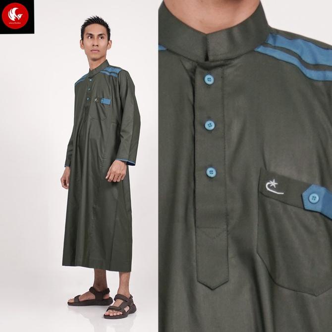 Jubah Cordova Hijau Botol Al-Isra Pakaian Gamis Pria Muslim - Hijau Tua, Xxl