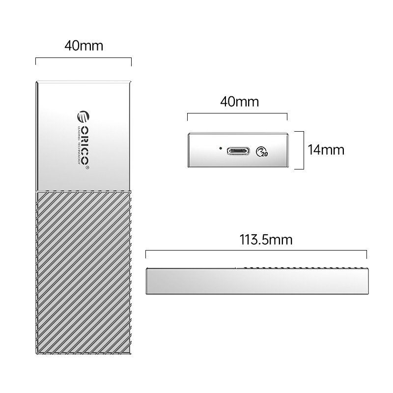 Ssd m2 Enclosure orico Nvme 4tb usb3.1 type-c 20Gbps aluminum m207c3-g4 - Casing external m.2 m-key nvm m207-c3