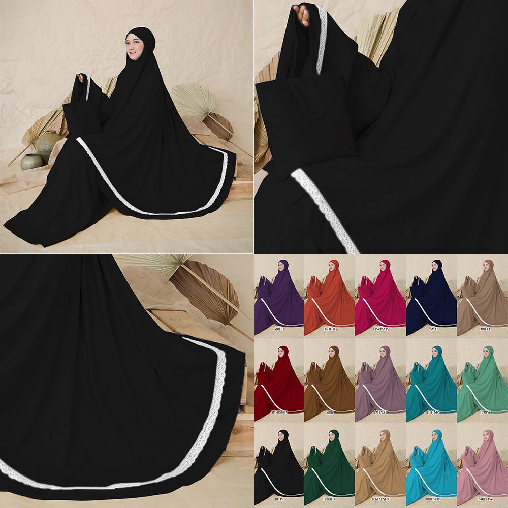 Mukena Renda Ayana Azura Rempel Premium ZMT06 Renda Mukenah Travel Bahan Rayon Premium zmt06 Banyak Variasi Warna