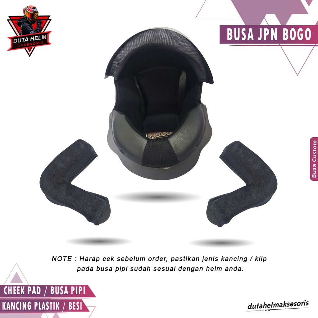 Busa Helm Bogo Jpn S M L Fullset Kancing Besi Plastik S M L Custom Half Face