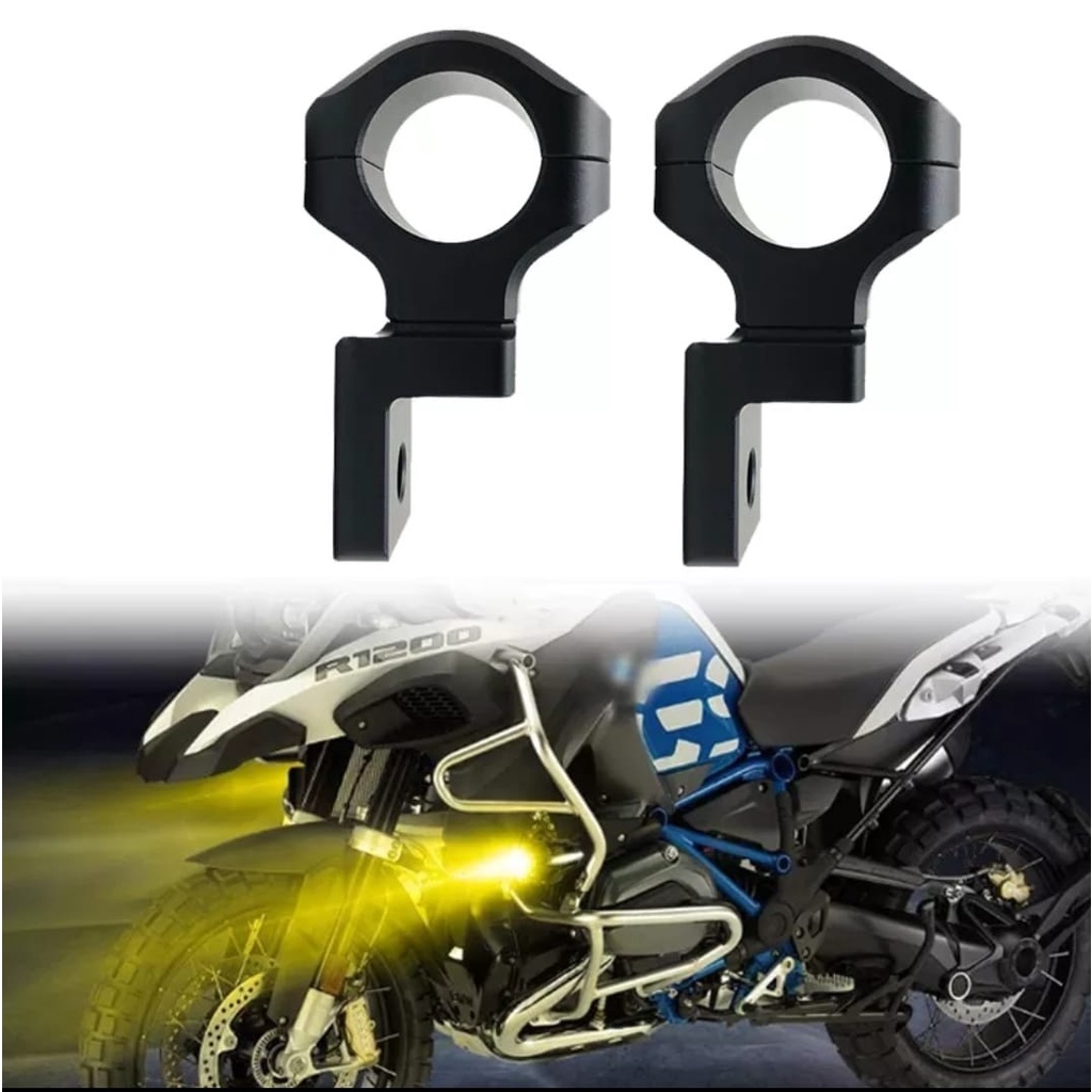 Bracket L Mount Clamp Fork Kit for Motorcycle Fog Light GoldRunway