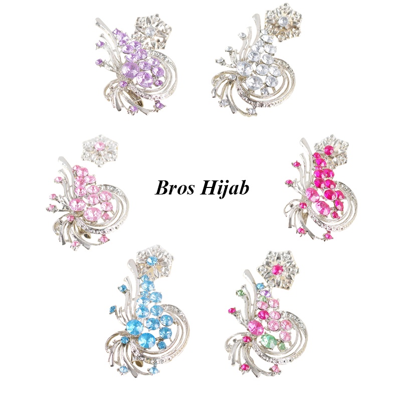 MI SHOPINN - Bros Jilbab Hijab Kepala Kerudung Kebaya Bunga B-109 Brooch Flower Crystal Cantik