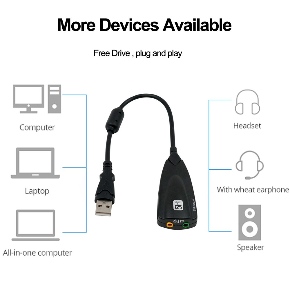 Sound card Usb Audio Virtual Laptop Pc Sound Card Usb Laptop Pc External Virtal7.1 Channel dengan Chipset 5Hv2